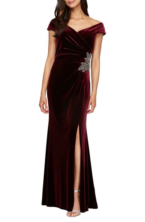 Alex Evenings Off The Shoulder Velvet Gown Nordstrom Velvet Gown