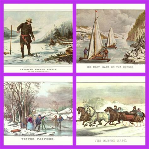 Set Of Four Currier And Ives Prints From The Book Currier And Etsy