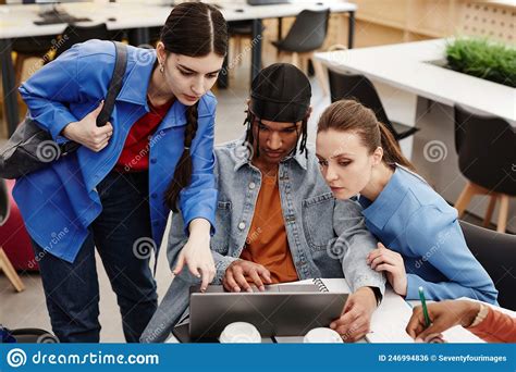 Group Of Students Using Laptop Stock Photo Image Of College