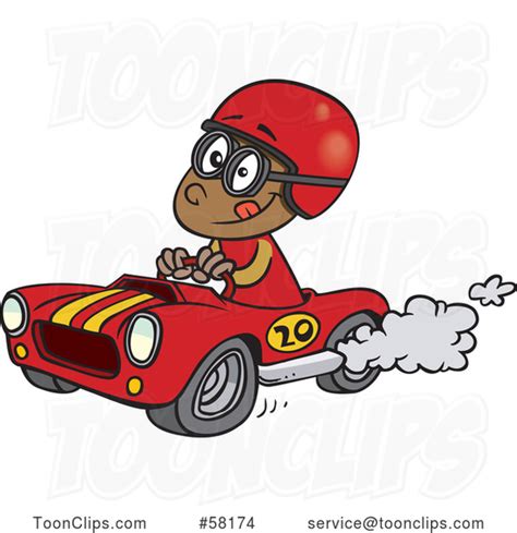 Cartoon Black Race Car Driver Boy 58174 By Ron Leishman