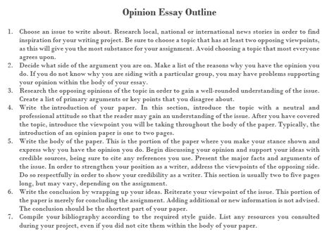 Esse For You Opinion Paragraph Outline