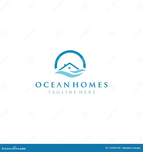 Ocean House Logo Design Home Beach Logo Real Estate Beach Logo