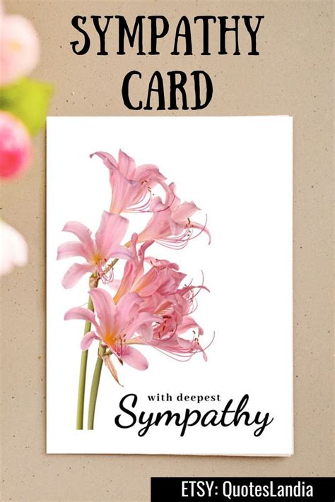 Printable Sympathy Card With Watercolor Pink Lilies With Etsy Sympathy Cards Floral