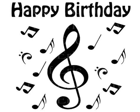 Band Music Notes Happy Birthday Edible 2d Fondant Birthday Etsy