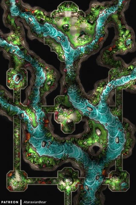 An Overgrown And Flooded Jungle Dungeon X Dndmaps In Dnd World Map Dungeon