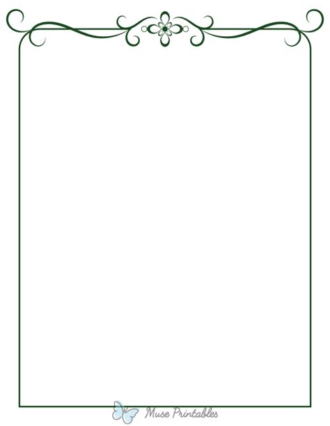 Printable Dark Green Simple Ornate Page Border