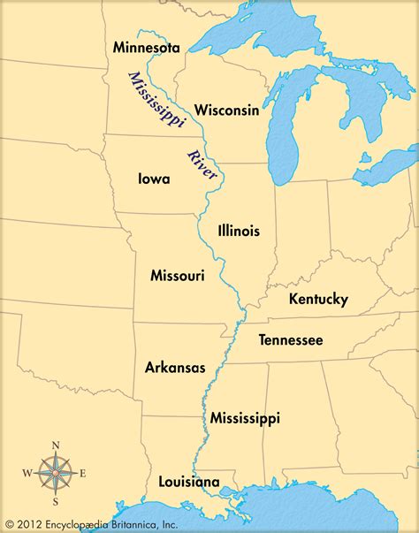 Map Of Mississippi River With States Hiking In Map