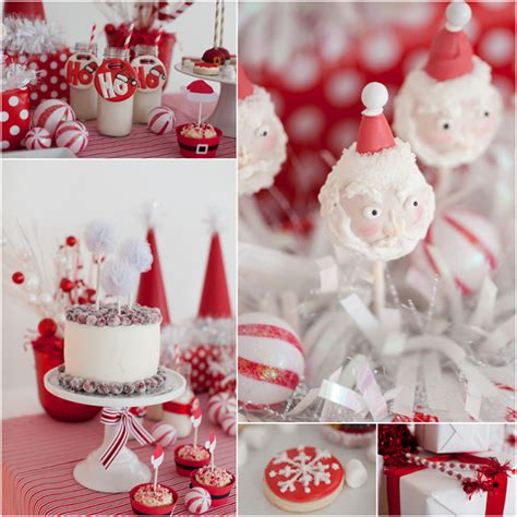 Celebrate safely with virtual christmas party ideas. Adorable Red + White Santa Christmas Party! | Pizzazzerie