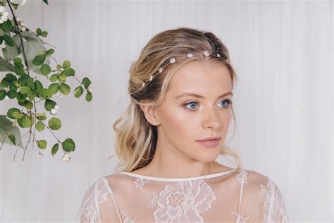 simple flower wedding headband in gold silver or rose gold daisy debbie carlisle