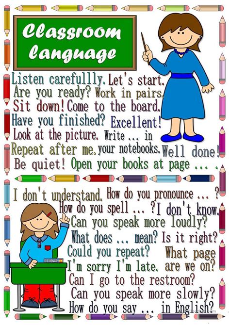 Classroom Language Poster Worksheet Free Esl Printable