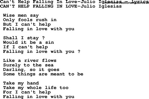 Love Song Lyrics Forcant Help Falling In Love Julio Iglesias