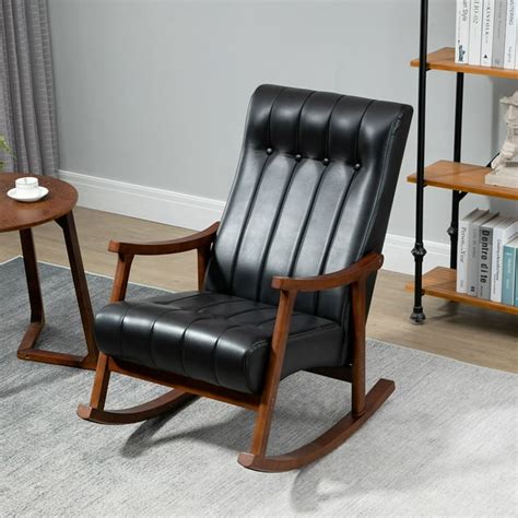 Avawing Upholstered Rocking Chair Modern High Back Armchair Adult