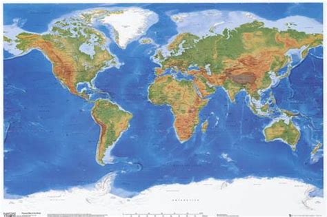 Show the photo gallery with examples of these landforms around the world. World Map Physical Geography Poster 24x36 - BananaRoad