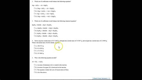 Chemical changes assessment questions gizmos. Balancing Equations Worksheet 1 Answer Key