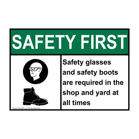 Ansi Safety Glasses And Safety Boots Sign With Symbol Ase 36353