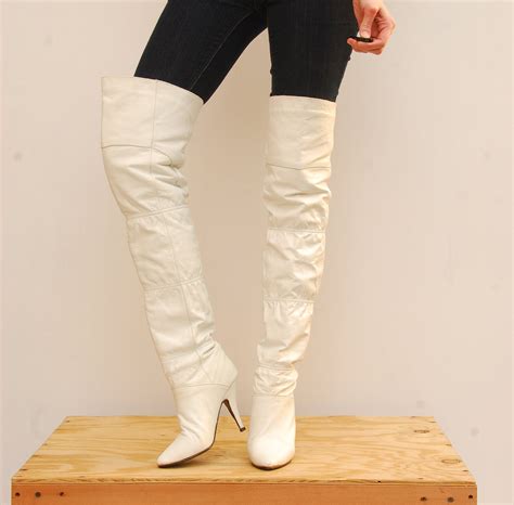 80 S White Boots Over The Knee Boots Thigh High Boots