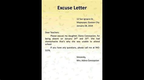Example Of An Excuse Letter YouTube