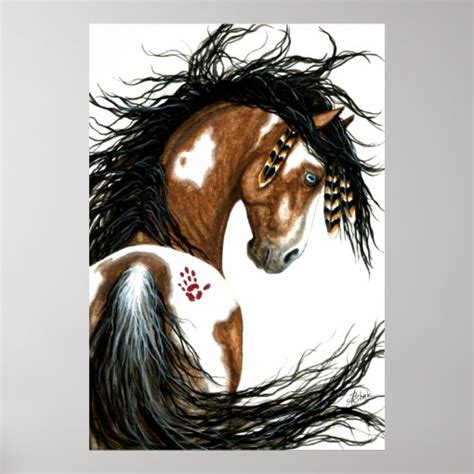 Majestic Pinto Horse War Paint By Bihrle Poster Zazzle