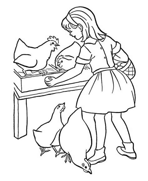 Farm Life Coloring Pages Take Egg From Chicken Witch