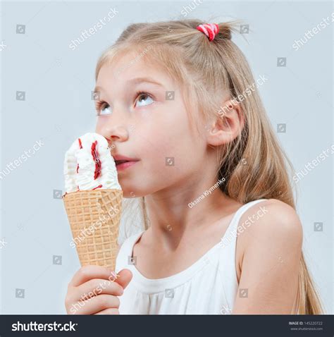 Delicious Ice Cream Cone Little Girl库存照片145220722 Shutterstock