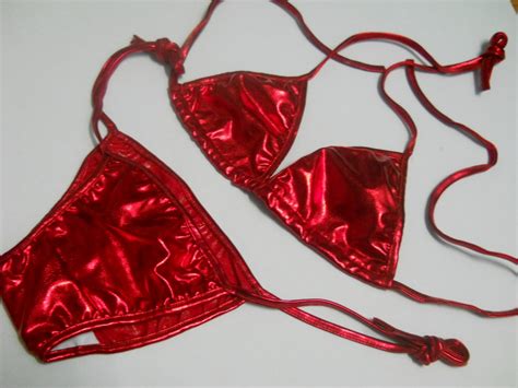 Fashion Care 2u S228 3 Sexy Metallic Red Bra Swimwear Bikini 2pcs Set