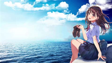 Anime Girl Ocean And Sky Live Wallpaper Moewalls