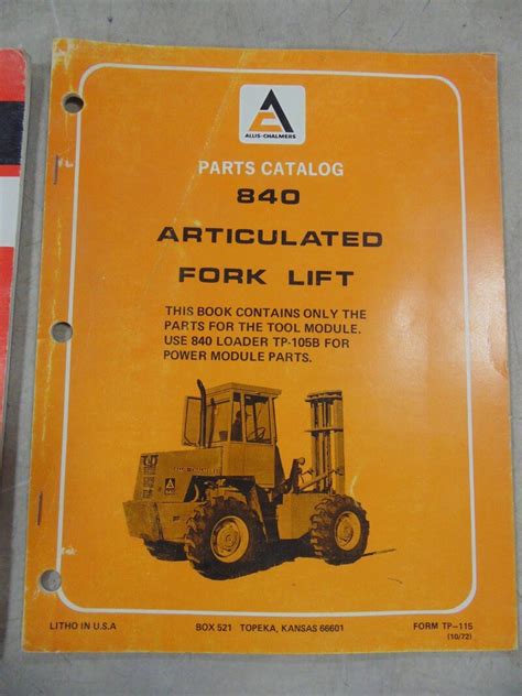 Allis Chalmers 840 Articulated Forklift Parts Manual Used Equipment