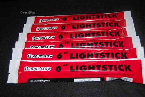 Set Of 6 Red Jumbo 6 Inch 12 Hour Safety Glow Light Sticks See This