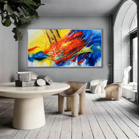 Hand Painted Texture Abstract Panoramic Canvas Modern Wall Art Super