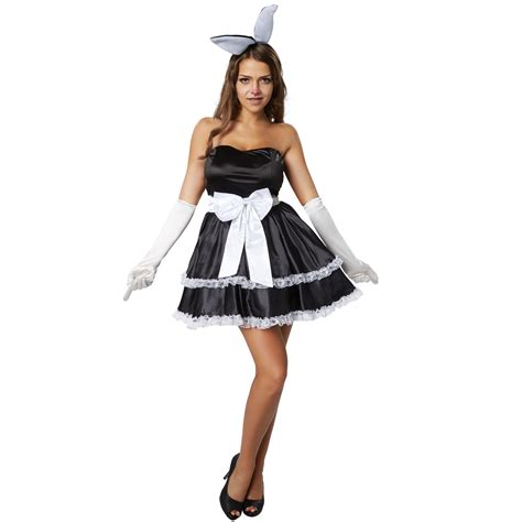 Bunny French Maid Costume Sex Bunny Fancy Dress Halloween Outfit Black Black Ebay