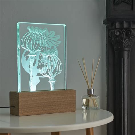 Leaves Light Engraved Sandblasted Glass And Wood Light Sculpture By Tim Carter Art In The