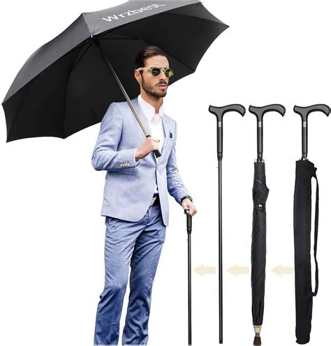In Walking Sticks Umbrella Windbreak Ribs Walking Cane Crutch
