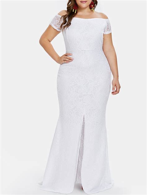 36 Off Plus Size Off Shoulder Lace Maxi Dress Rosegal