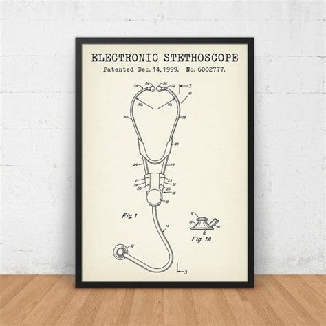 Stethoscope Patent Poster Modern Stethoscope Poster Etsy Patent