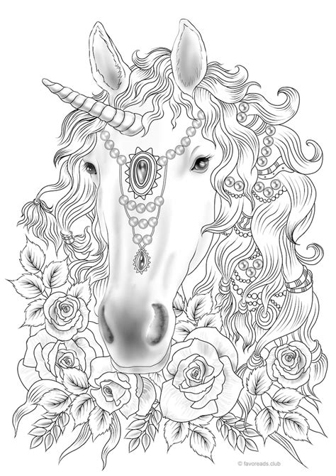 Unicorn Printable Adult Coloring Page From Favoreads Etsy