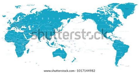 Political World Map Pacific Centered Vector Stock Vector Royalty Free