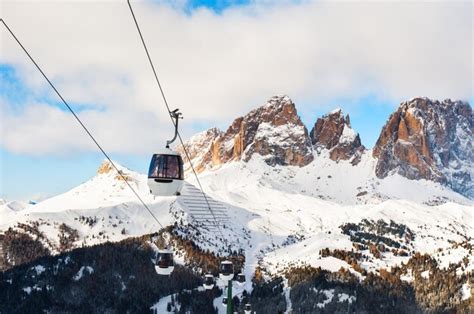 Premium Photo Ski Lift In Val Di Fassa Ski Resort In Winter Dolomites