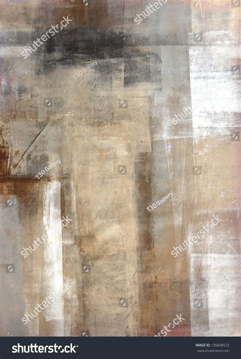 Brown And Beige Abstract Art Painting Stock Photo