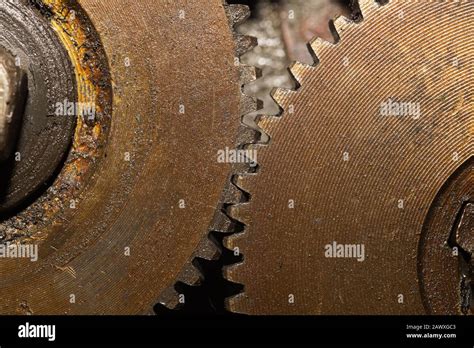 Gears Of Industrial Machine Detail Of Mechanism Old Cogwheels