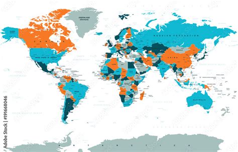 Political Colored World Map Vector Stock Vector Adobe Stock