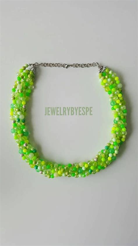 Green Necklace Statement Necklace Multi Strand Necklaces For Etsy