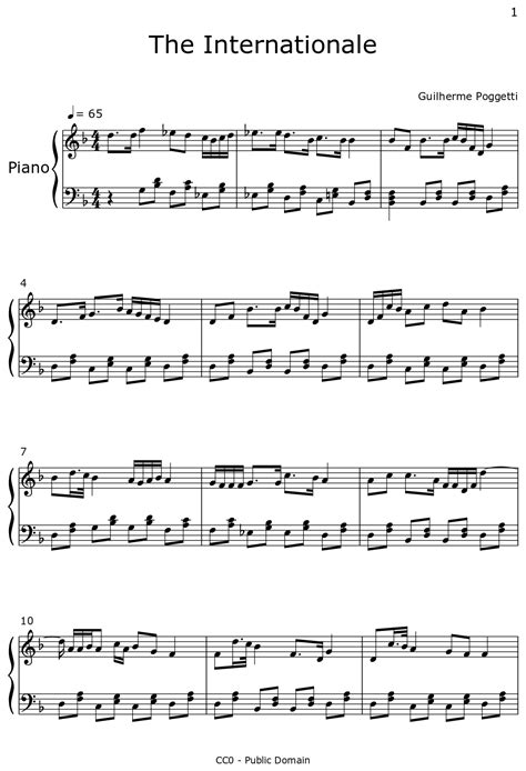 The Internationale Sheet Music For Piano