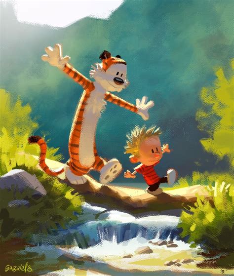 Calvin and Hobbes fan art by @gabriel.soareszz #ArtStation #