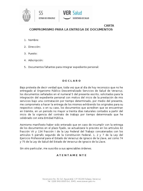 04 Carta Compromiso Para Entrega De Documentos