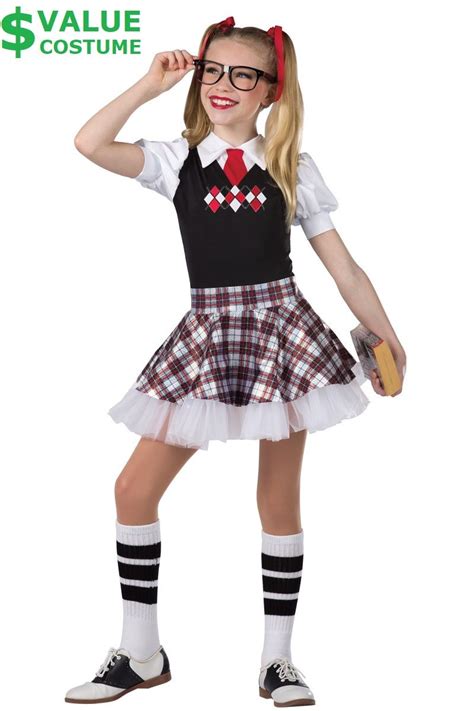 Novelty Detail Girls Dresses Sewing Girl Nerd Costume Dance Outfits