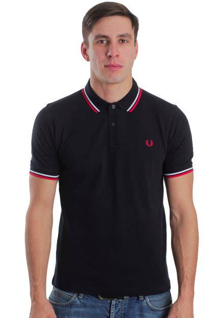 Fred Perry Slim Fit Twin Tipped Navywhitered Core Polo Impericon Es