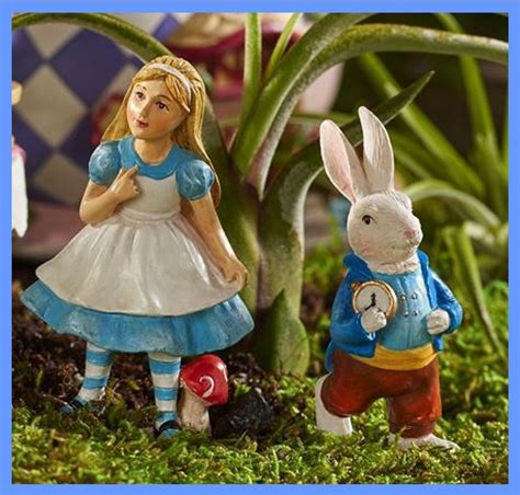 Miniature Dollhouse Fairy Garden Alice Wonderland White Rabbit Figurine