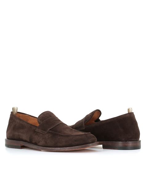 Officine Creative Opera Suede Penny Loafers In Brown Modesens