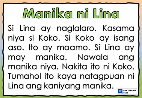 Filipino Reading Materials With Comprehension Questions Set 2 Fun