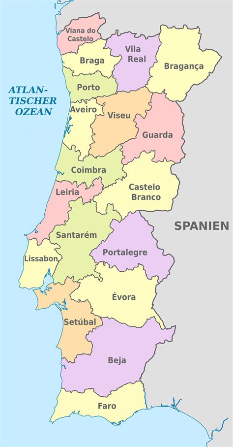 Political Map Of Portugal Portugal Districts Map Viajes Portugal Porn
